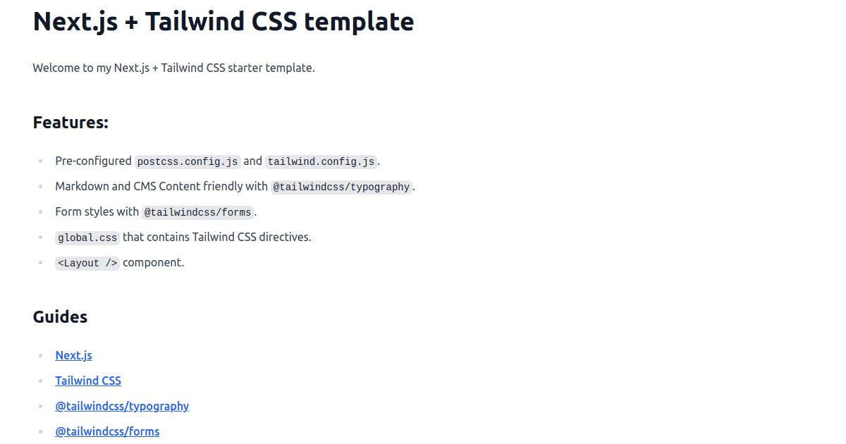 Screenshot of nextjs-tailwindcss-template