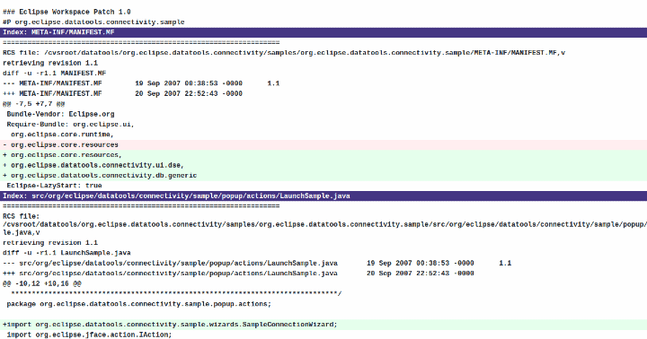 Screenshot of Eclipse Patch Viewer