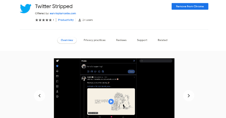 Screenshot of Twitter Stripped