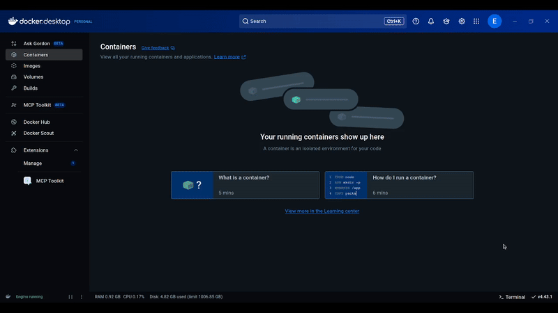 A screencast of adding the Atlassian MCP server in MCP Toolkit in Docker desktop